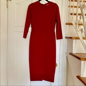 3/4 sleeve red dress